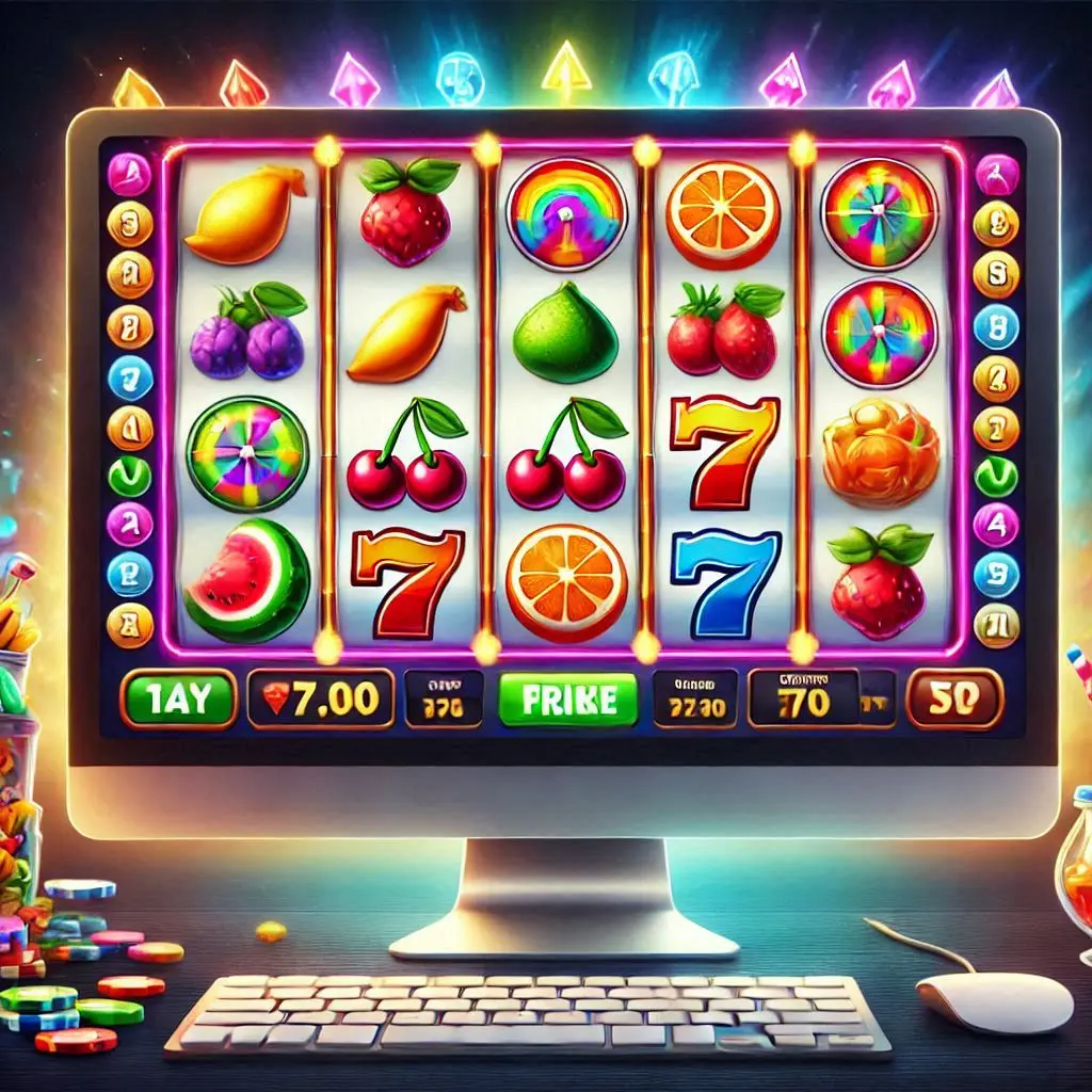 Interface des jeux de casino MyJackpot sur écran d'ordinateur montrant une sélection de machines à sous