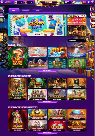 l'application et interface CASINO MYJACKPOT