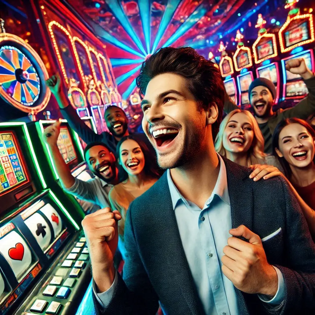 un homme satisfait dans un CASINO MYJACKPOT